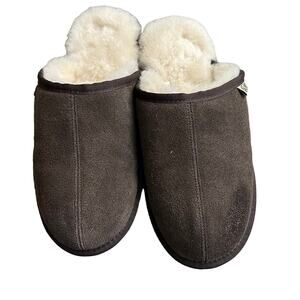 SLPR Slippers SOYA Mens Size 11 Brown Cow Suede Sheepskin Lining Slip-On Comfort